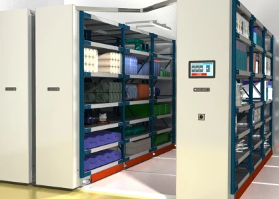 Мобильные складские стеллажи с электроприводом